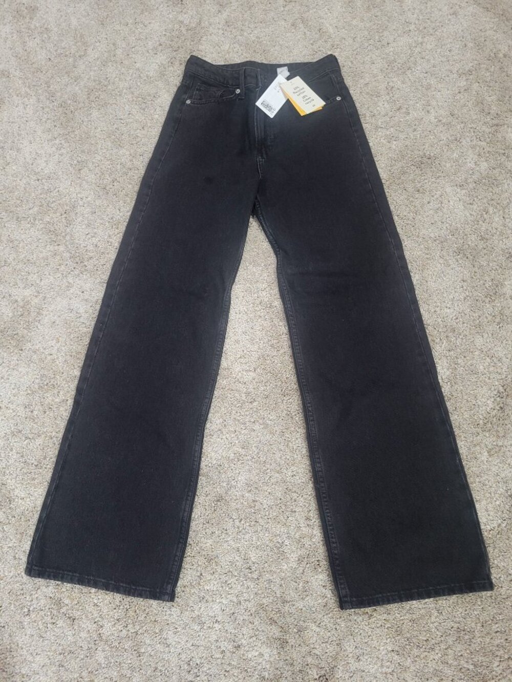 H&M High Waist Wide Leg Black Jeans - 4